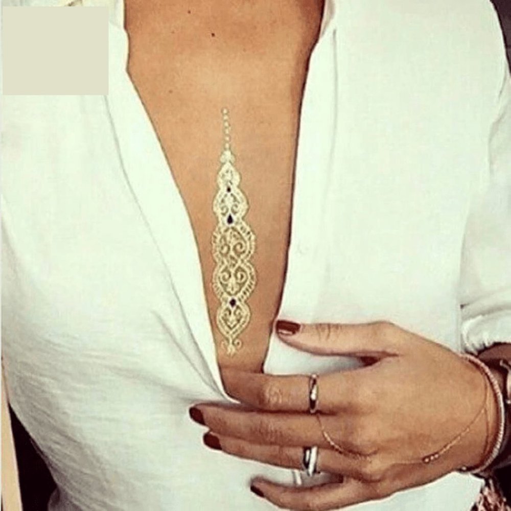 3 sheets Golden White Temporary Tattoo - Picture 6 of 15